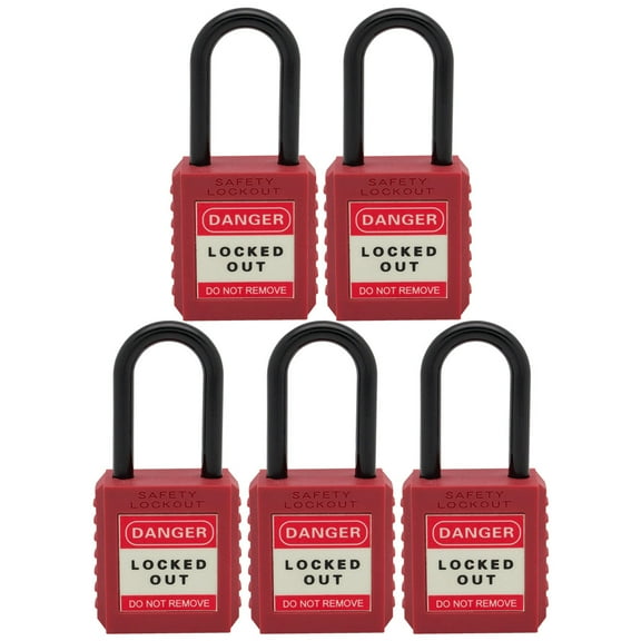Unity Keyed Alike Red Safety Lockout Tagout Padlock 1-1/2''(40mm) for Electrical, Machines, Pluming, Circuit Breaker Lockout Locks (5 Pack)