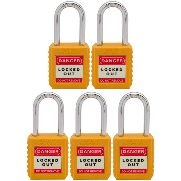 Unity Keyed Alike  Safety Lockout Tagout Yellow Padlock 1-1/2''(40mm) for Electrical, Machines, Pluming, Circuit Breaker Lockout Locks (5 Pack)