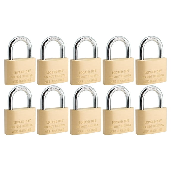 Unity Keyed Alike Solid Brass Padlock 50mm(2") with Warning Logo for Self-storage Container (10 Pack)