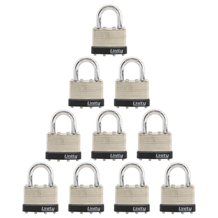 Unity Keyed Differ Laminated Steel Padlock 1-3/4"(45mm) High Security, High Precision Padlock (10 Pack)