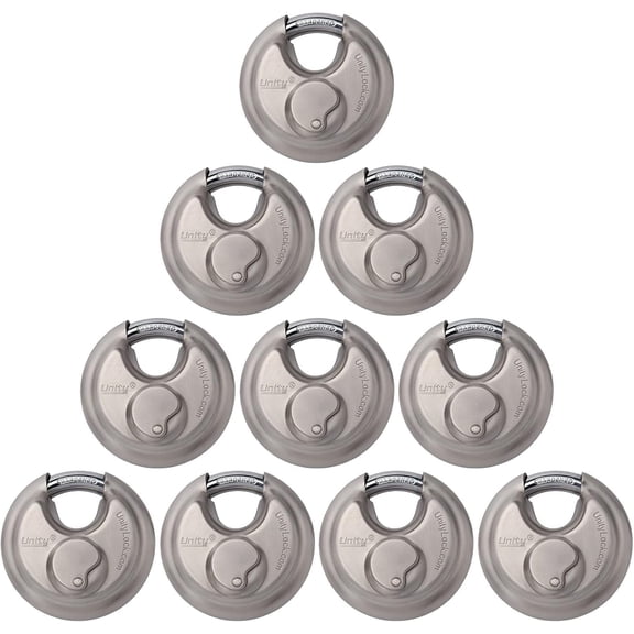 Unity Lock 2 3/4" 70mm Stainless Steel Discus Lock for Self Storage Unit Van Trailer Container, Multi Purpose Premium Manager Lock Same Keyed Alike (10)
