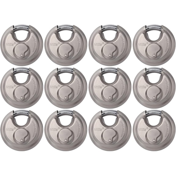 Unity Lock 2 3/4" 70mm Stainless Steel Discus Lock for Self Storage Unit Van Trailer Container, Multi Purpose Premium Manager Lock Same Keyed Alike (12)