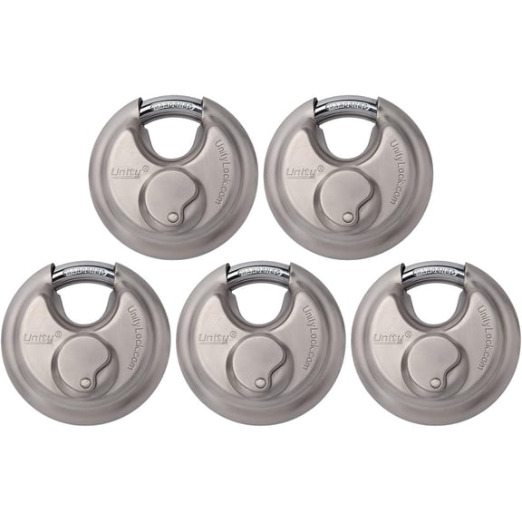 Unity Lock 2 3/4" 70mm Stainless Steel Discus Lock for Self Storage Unit Van Trailer Container, Multi Purpose Premium Manager Lock Same Keyed Alike (5)