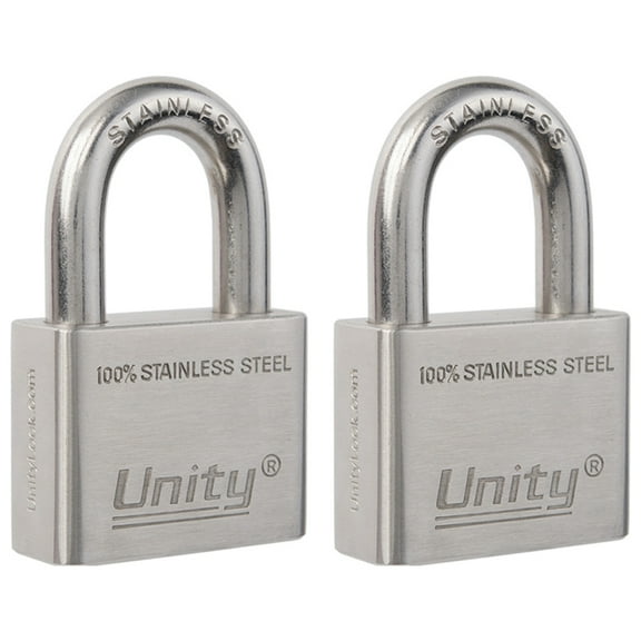 Unity Marine Padlock Keyed Alike 100% Stainless Steel Weatherproof for Sea, Boat, Port, Gate, Anti-Pick (2, 50mm)