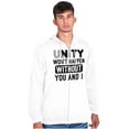 thumbnail image 1 of Unity Needs You and I Cute Pun Unisex Fleece Graphic Zip Up Hoodie Brisco Brands 5X, 1 of 5