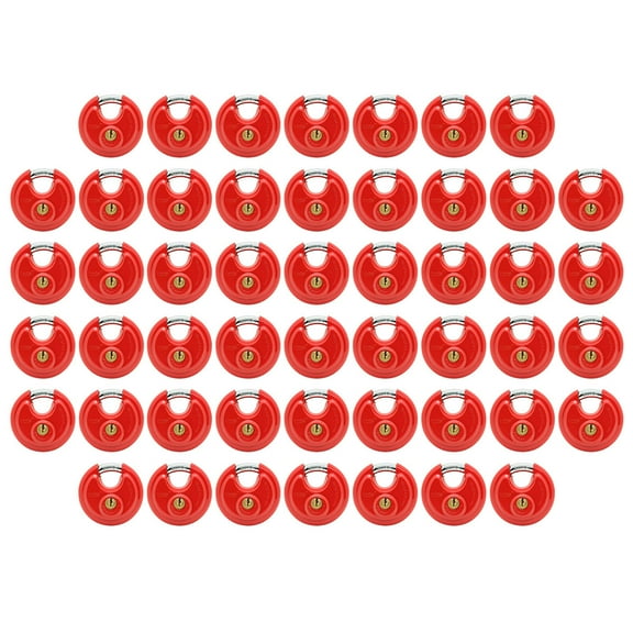 Unity Same Keyed RED Disc Padlock 2-3/4" (70mm) Keyed Alike Standard self Storage management Lock truck, trailer, warehouse, van(50 Pack)