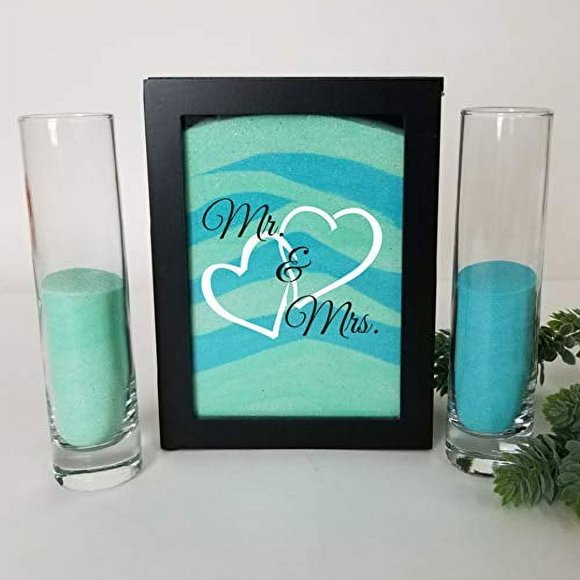Unity Sand Ceremony Set, Black Shadow Box, Mr. & Mrs., Vow Renewal, Beach Wedding Decor, Destination Wedding