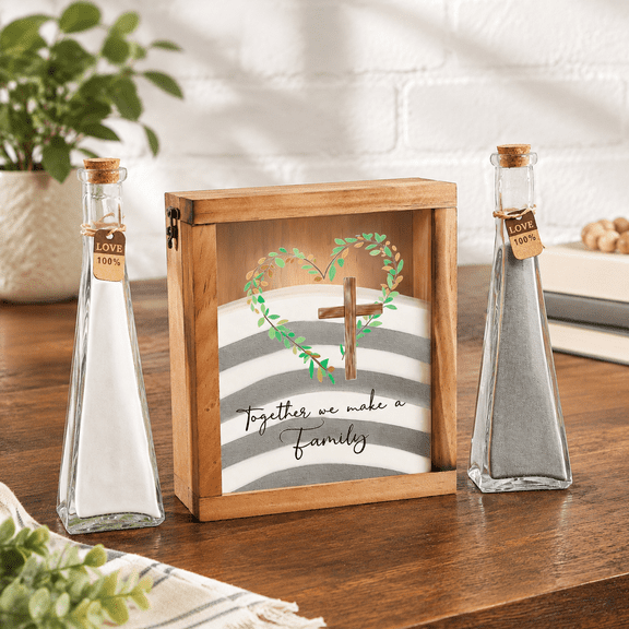 Unity Sand Ceremony Set Love Family Shadow Box White Gray