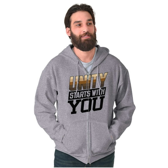 Unity Starts With You Social Justice Unisex Fleece Graphic Zip Up Hoodie Brisco Brands 4X
