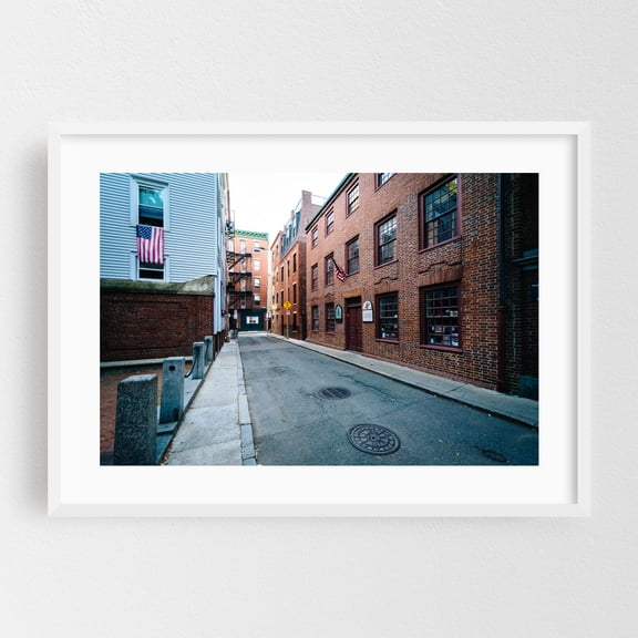 Unity Street - Boston Massachusetts Photography Street Photography Architecture City Vintage Travel Poster White Framed Wall Art Print 5 x 7 inches