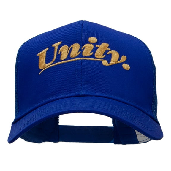 Unity Word Embroidered Solid Cotton Twill 6 panel Mesh Cap - Royal OSFM