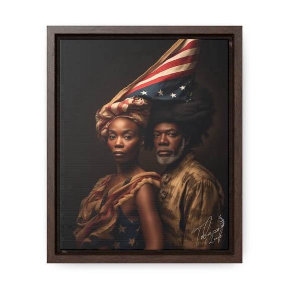 "Unity and Heritage: A Colorful Patriotic Portrait" - Framed Canvas Wrap