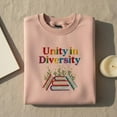 thumbnail image 1 of Unity in Diversity Embroidered Sweatshirt, Teacher Crewneck, Read More Books Shirt, Library Gift, Inclusive Education Sweater, 1 of 4