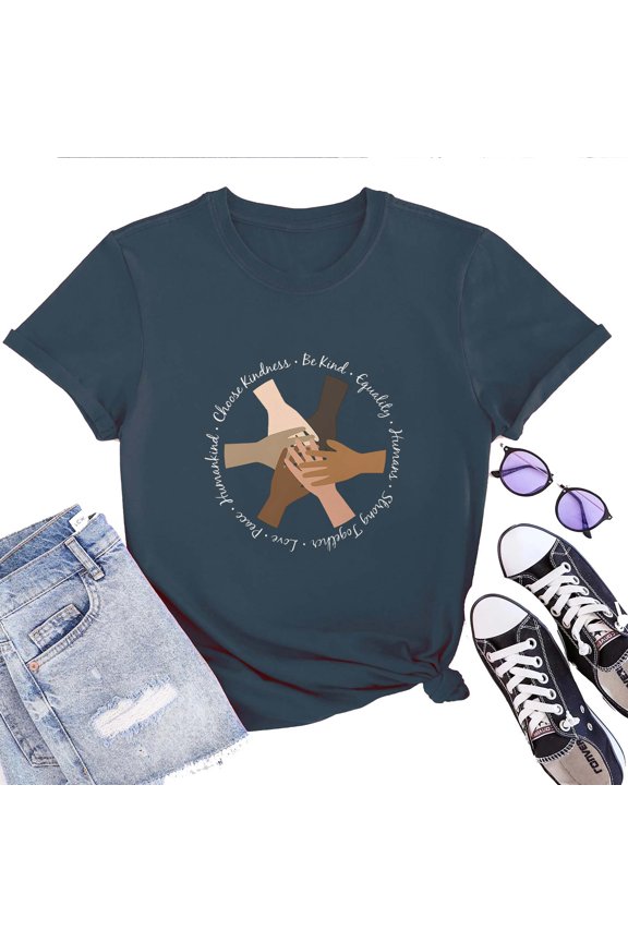 Unity of Hands T Shirt For Women,Diversity Inclusion Equality Graphic Tee