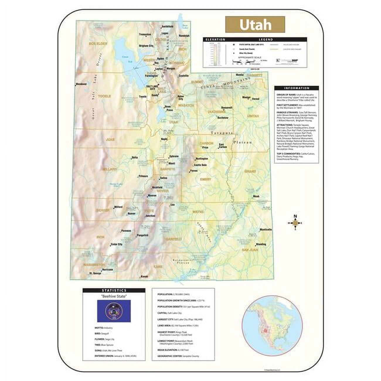 Univarsal 911644312001-54x64-LAM 54 x 64 in. Utah Large Scale Shaded ...