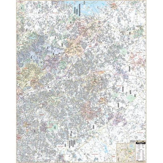 Univarsal 911840914007-59x73.5-PPR 59 x 73.5 in. Gwinnett County, Gabion Wall Map - Paper