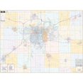 thumbnail image 1 of Univarsal 911842114010-78x59-RAW 78 x 59 in. Lansing, Michigan Wall Map - Rail-Walnut Molding, 1 of 1