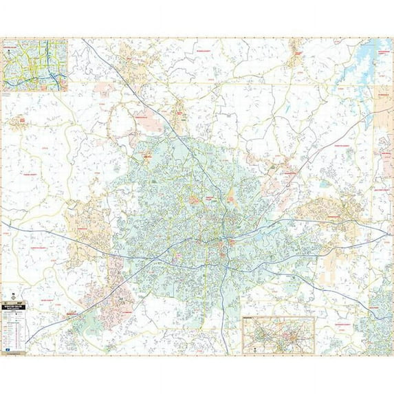 Univarsal 911843214017-72.5x59-LAM 72.5 x 59 in. Winston-Salem & Forsyth County, North Carolina Wall Map - Laminated