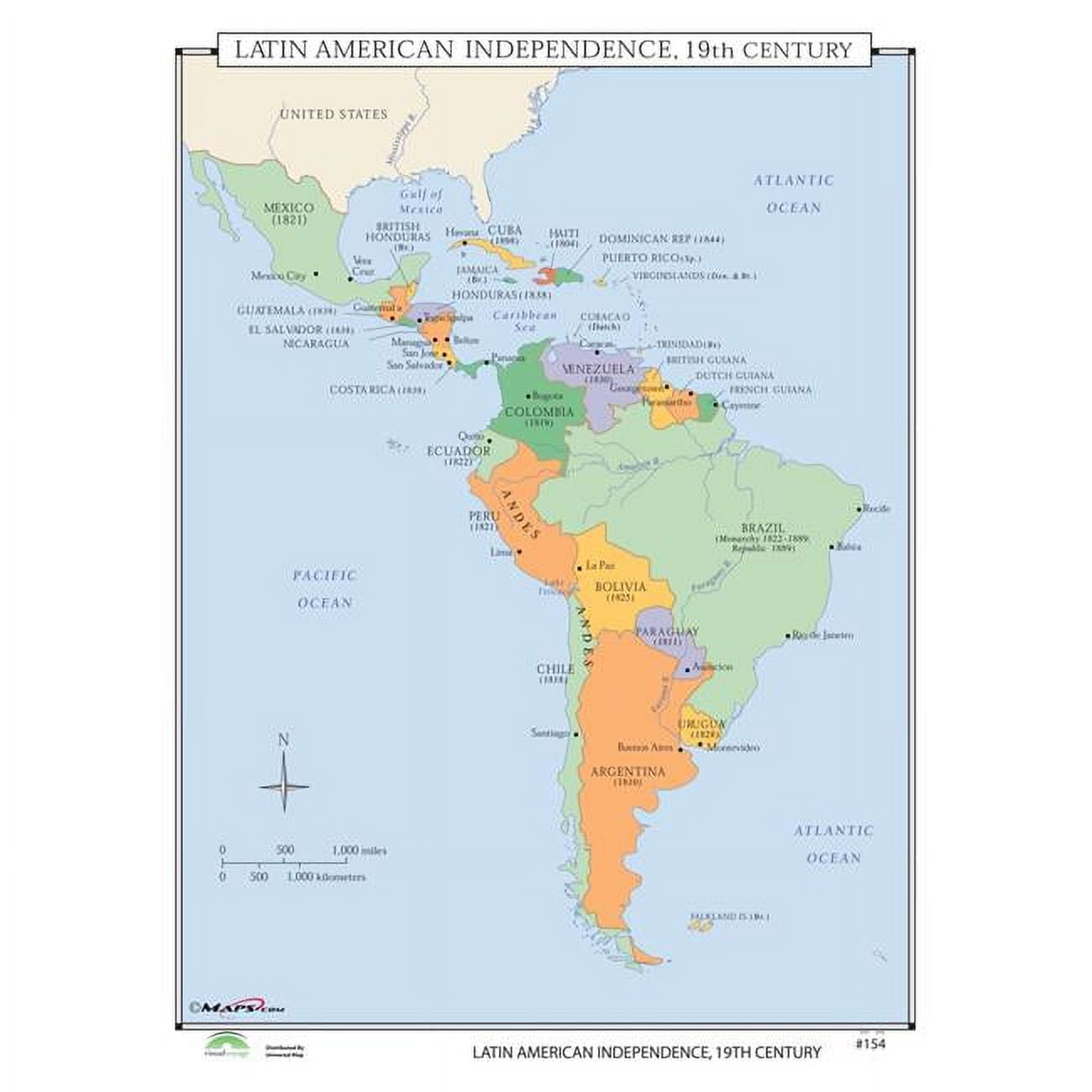 Univarsal 931000061154-36x49-LAM 36 x 49 in. No.154 Latin American ...