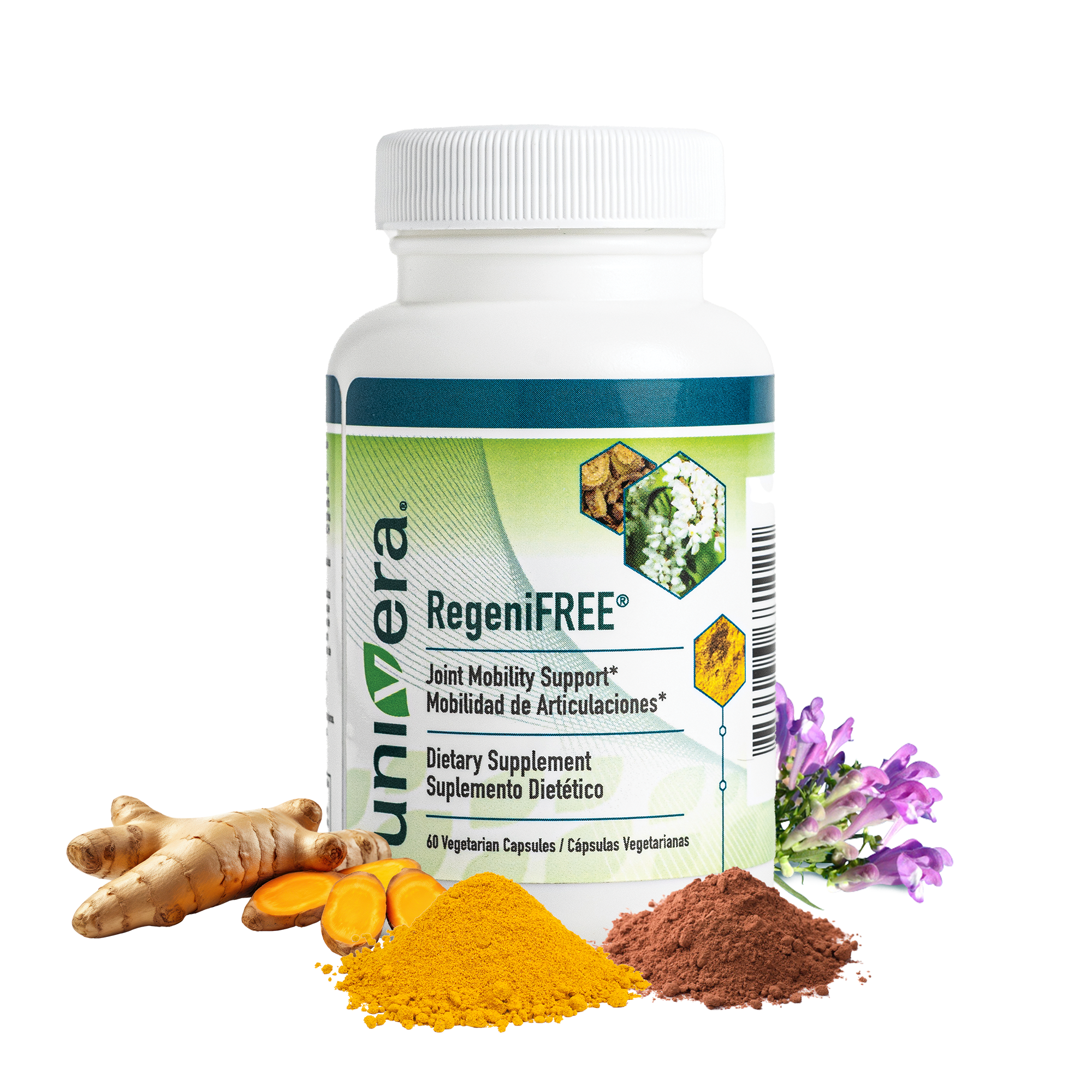 Univera RegeniFREE, Turmeric, Joint Health, Flexibility, Shellfish-Free, 60 Vegetarian Capsules