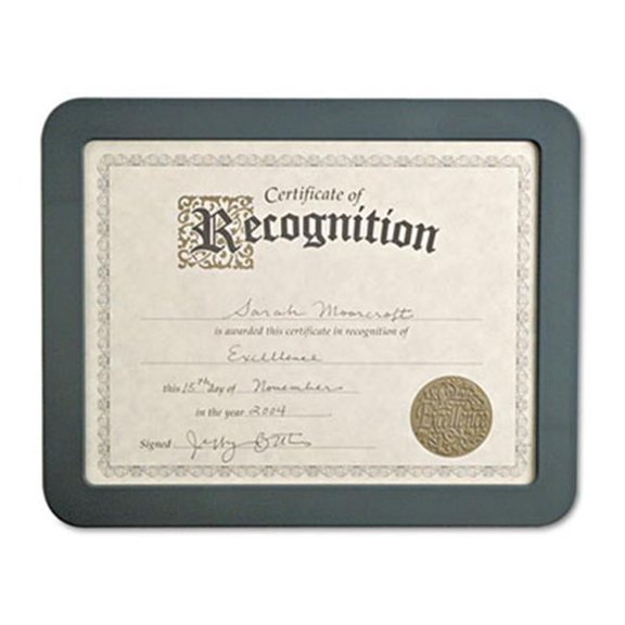 Universal 08168 Recycled Plastic Cubicle Certificate Holder 12.5 x 10 Charcoal