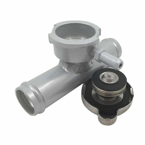 Universal 1-1/4" 32mm Aluminum In Line Hose Radiator Fill Neck 90 Degrees Silver