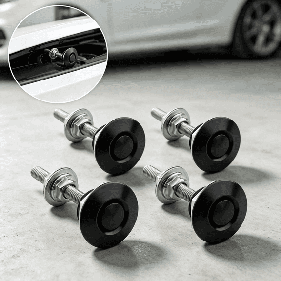 1.25" Aluminum Quick Release Hood Pins, Heavy-Duty Lock Latches with Clips for Automotive Hood Deck Lid Body Panels, 4 Pack