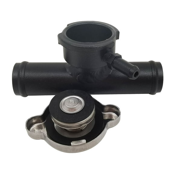 Universal 1" Radiator Hose 25mm Aluminum In-Line Filler Neck 45 Degrees Black