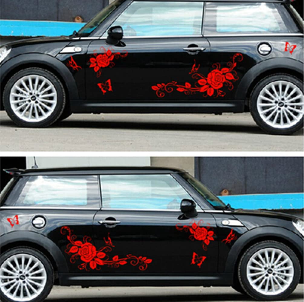 Main Auto Body Sticker Universal 1 Set Car Auto Body Sticker Butterfly Flower Vine Pattern ...