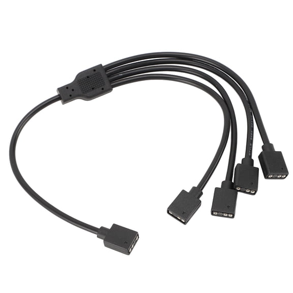 Universal 1 to 4 ARGB Splitter Cable, 5V 3-Pin RGB Extension Connector for Computer Case CPU Cooler and LED Fans, Black