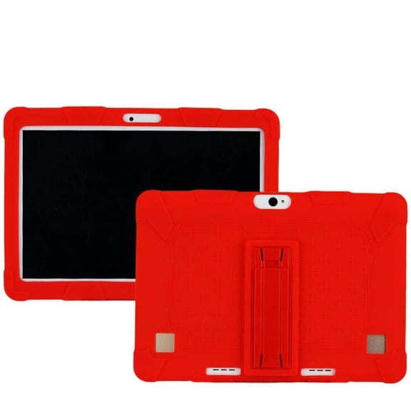 Universal 10.1 Inch Tablet Case, Shockproof Silicone Protective Cover with Adjustable Bracket Stand Red