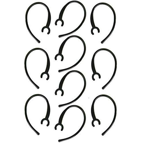 Universal 10-Pack Replacement Clamp Bluetooth Ear Hook Loop Clip Replacement - Set Of 5 SMALL Clamps + 5 Pack Large Clamps Shape Clear Hook for Samsung, Motorola, LG & Other Bluetooth Headsets (Black)