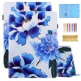 thumbnail image 1 of Universal 10 inch Tablet Case, Slim Folio Protective Case Cover with Kickstand for iPad 10.2/iPad 9.7/Onn 10.1/Samsung Tab A7 10.4/Galaxy Tab A 10.1 inch all 9.5-10.5 inch Tablet,Blue Flower, 1 of 5
