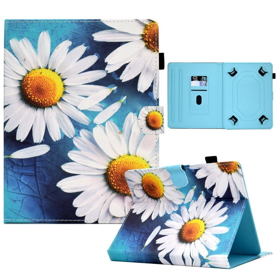 Universal 10 inch Tablet Case, Slim Folio Protective Case Cover with Kickstand for iPad 10.2/iPad 9.7/Onn 10.1/Samsung Tab A7/Galaxy Tab A 10.1 inch all 9.5-10.5 inch Tablet,Little Flower