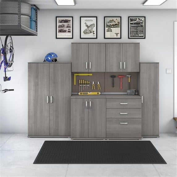 Universal 6 Piece Modular Garage Storage Set in Platinum Gray - Engineered Wood