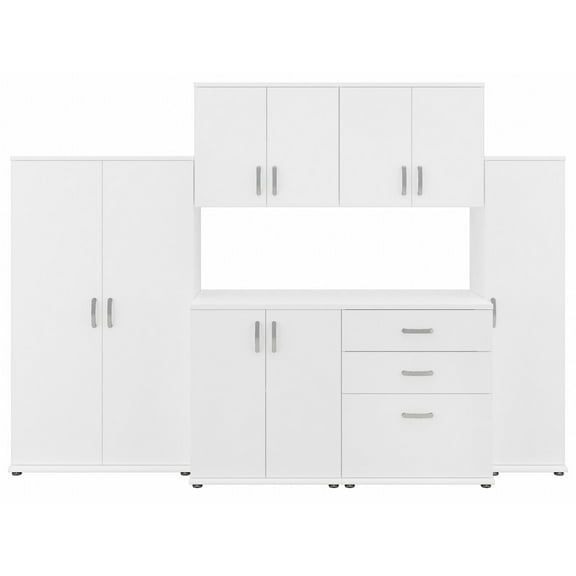 Universal 108W 6 Piece Modular Storage Set in White - Engineered Wood