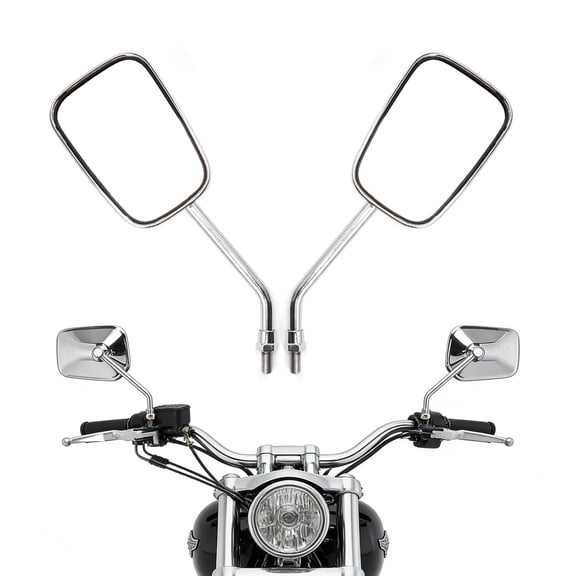 Universal 10mm Motorcycle Mirrors, Chrome Rearview Side Mirrors for Scooter E-Bike Racing Dirt Bike, Adjustable Handlebar Mirror For CB350 450 500 550 600 650 750 900 (10mm-Square)