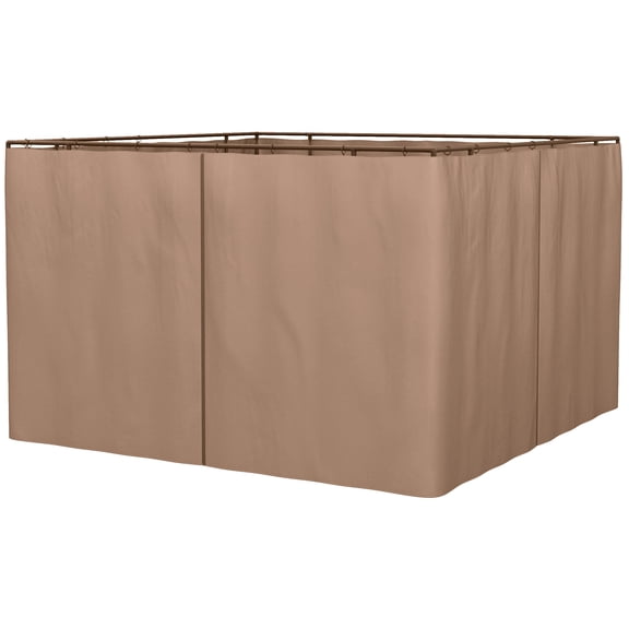 Universal 10x10 Gazebo Sidewall Set with Hooks and C-Rings, Privacy Curtain Panels for Pergolas and Cabanas, Brown Polyester