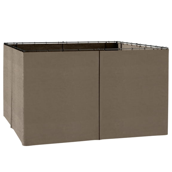 Universal 10x12 Gazebo Sidewall Set with Hooks and C-Rings for Pergolas, Dark Brown Polyester Privacy Curtain