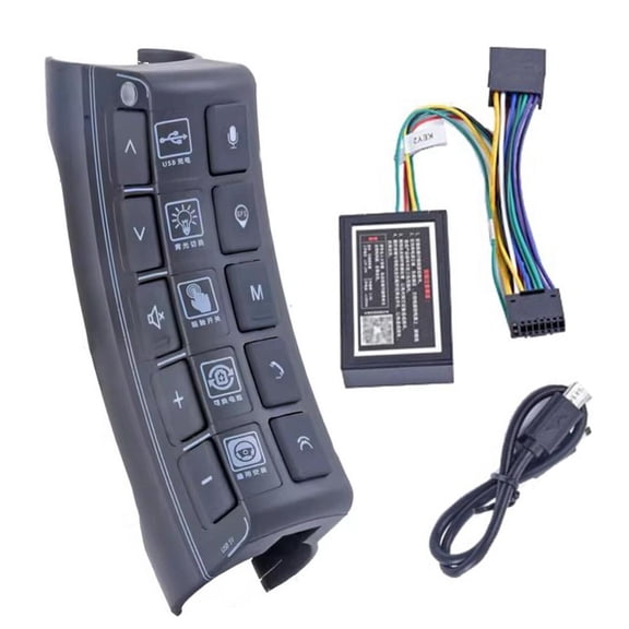 Universal 11-Key Backlit Steering Wheel Control Remote for Car DVD Navigation Non-Destructive Installation