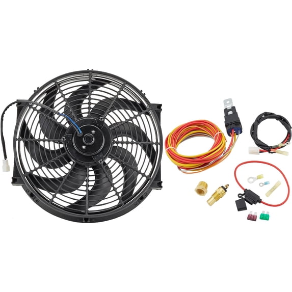 LowPro Universal 12" Electric Radiator Cooling Fan w/Relay Kit