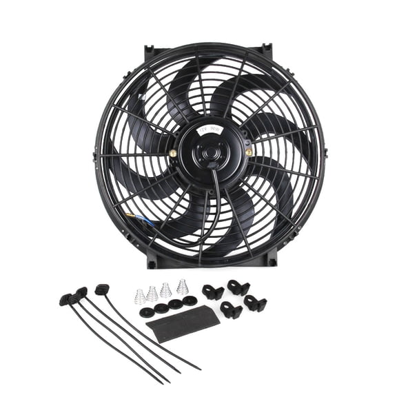 Universal 12 inch Electric Radiator Cooling Fan, 12V 80W Slim Reversible Push Pull Radiator Fan with Mounting Kit for Cars and Trucks