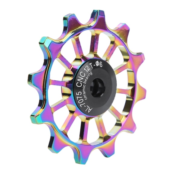 Universal 12T Aluminum Alloy Bicycle Rear Derailleur Pulley with Premium Ceramic Bearing Guide Wheel and Reducer Rings (5.1 inches / 13 cm)