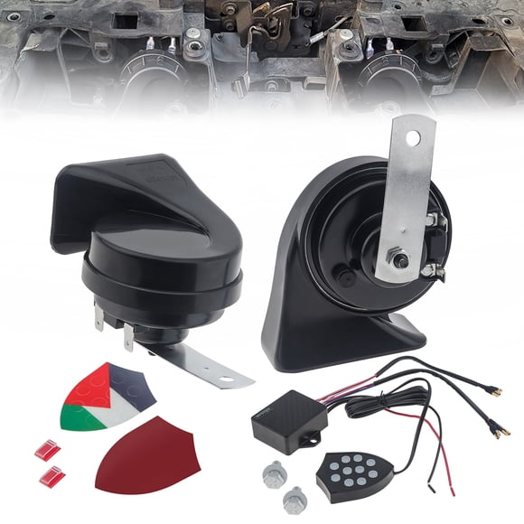 Universal 12V 10 Sound Waterproof Auto Horn Electric Snail Horn for Vehicles / Motorcycles with Ten Tone Control Box, Serviceable Ten Tone Electronic Music Snail Horn