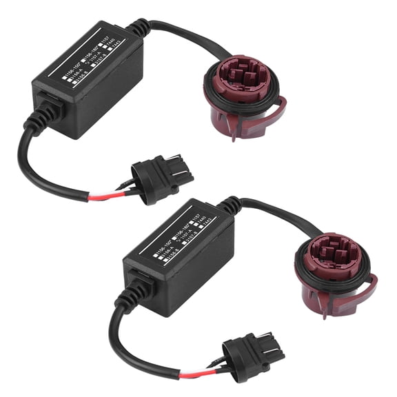 Universal 12V 3157A LED Decoder Adapter Anti Hyper Flash Error Canceller Bypass Resistor for Brake Backup Reverse Signal Light (2-Pack, Black, 12V / 12 VDC)