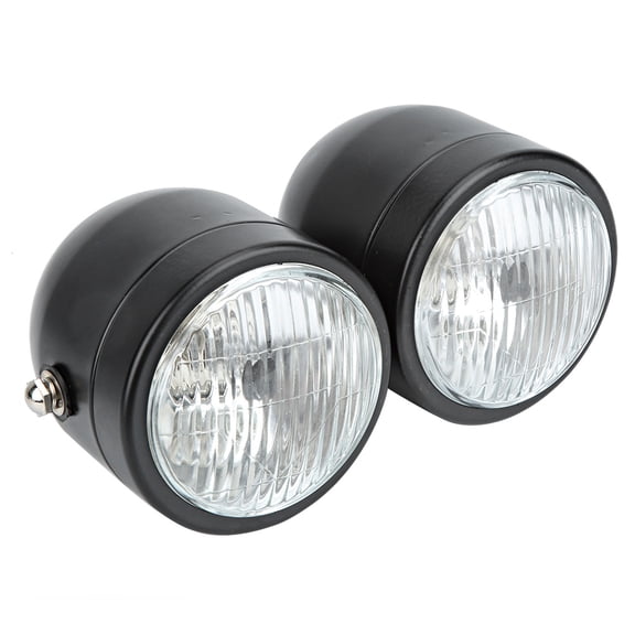 Universal 12V 55W Waterproof Motorbike Dual Headlight Assembly Heavy Duty Metal Twin Round Headlight Front Lamp Upgrade Kit for Street Fighter Naked Motorcycles (3.5 inches / 8.9 cm)