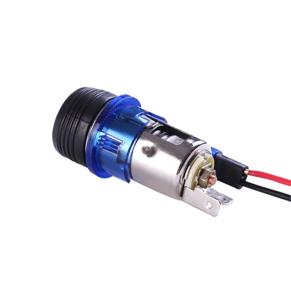 Universal 12V Car Cigarette Lighter Socket with USB Charging Port and LED Light - Blue