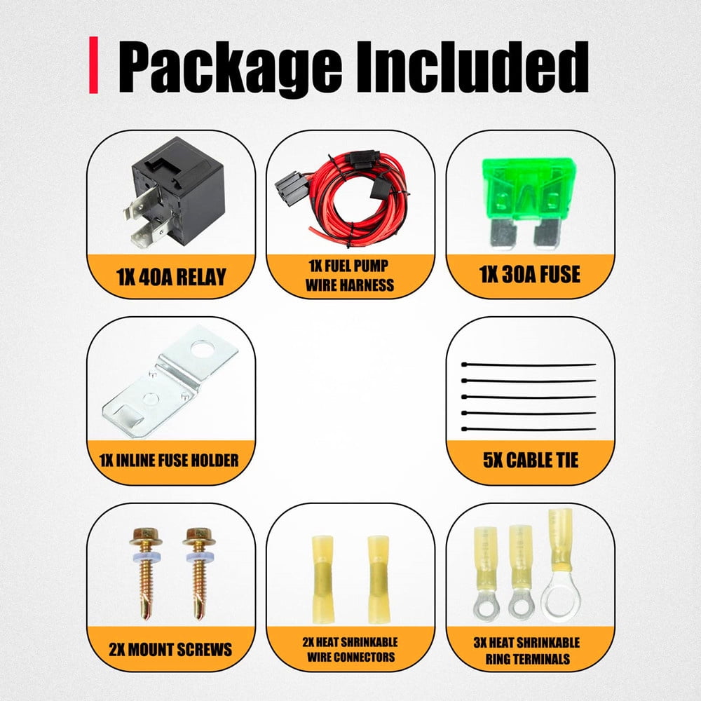 Universal 12V Electric Fuel Pump Relay Kit Fuel Pump Wiring Harness Kit