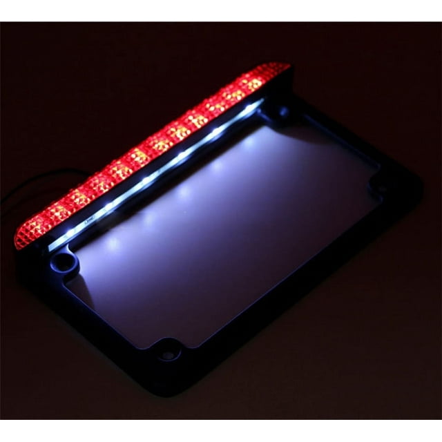 Universal 12V Motorcycle License Plate Mount Frame LED Tail Brake Running Light