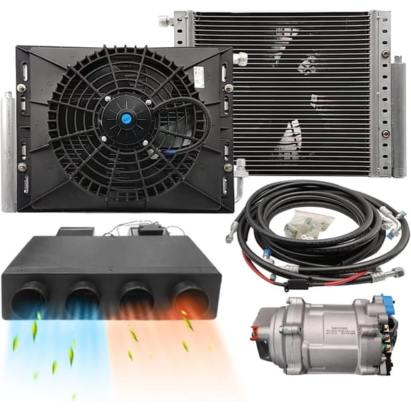 Universal 12V Under Dash Air Conditioner Kit, 10000BTU Heating & Cooling Electric AC Unit for Car, Van, RV, Truck (Battery Driven, Fuel Saving)